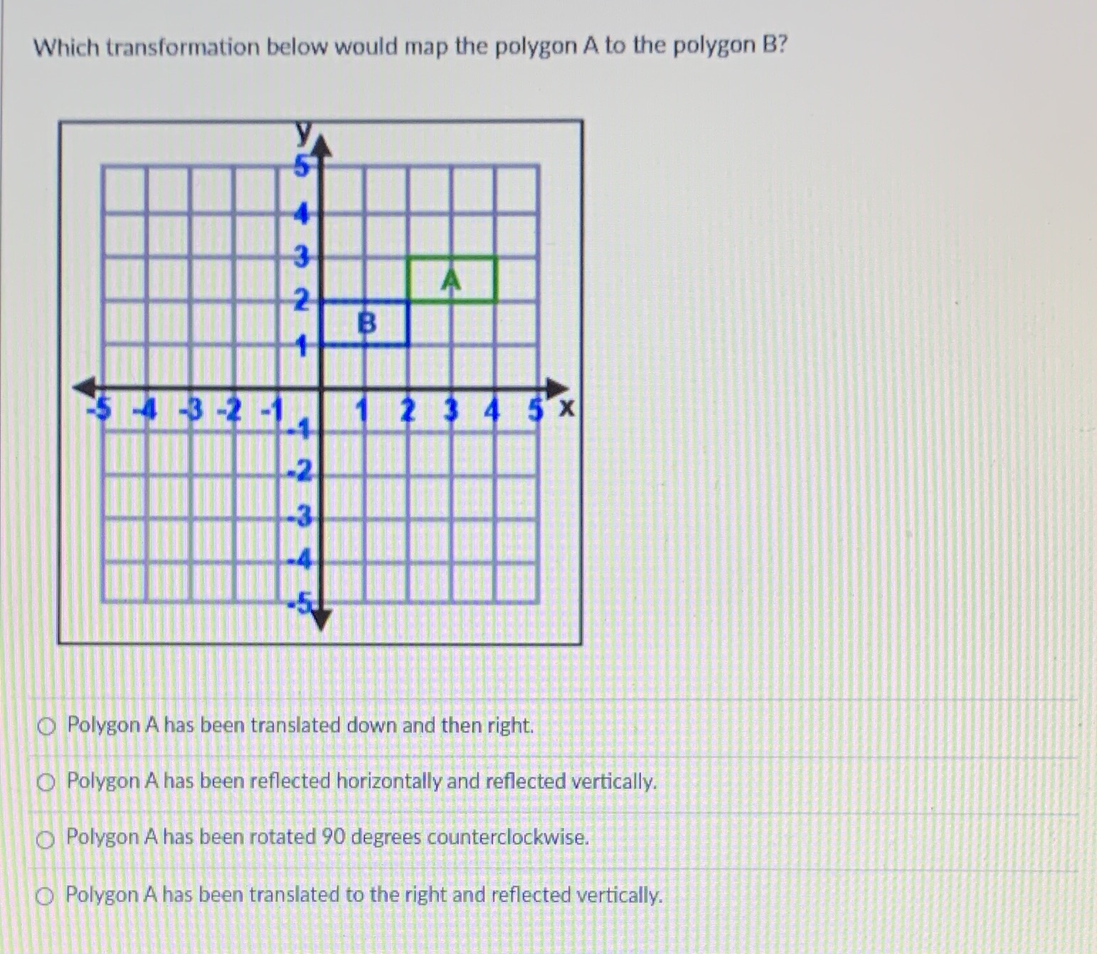 Which transformation below would map the polygon
