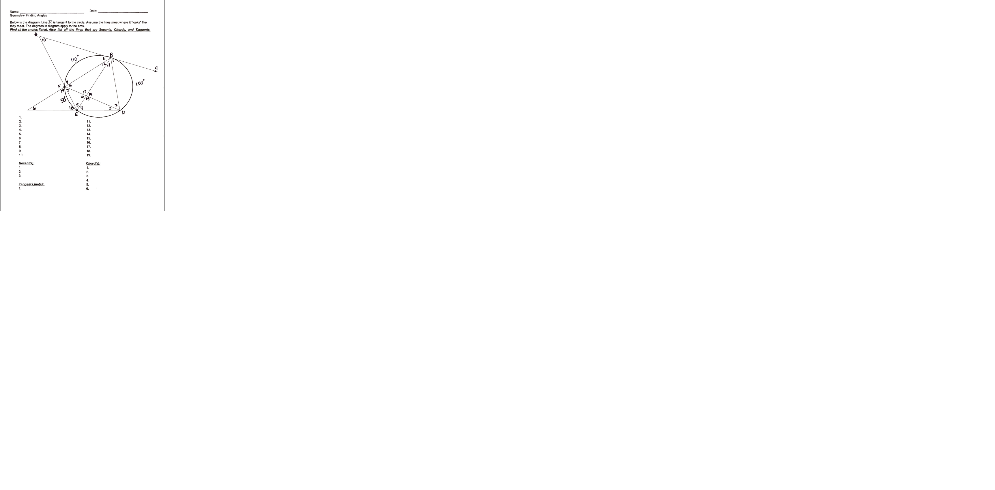 Find all the angles listed, and list all the