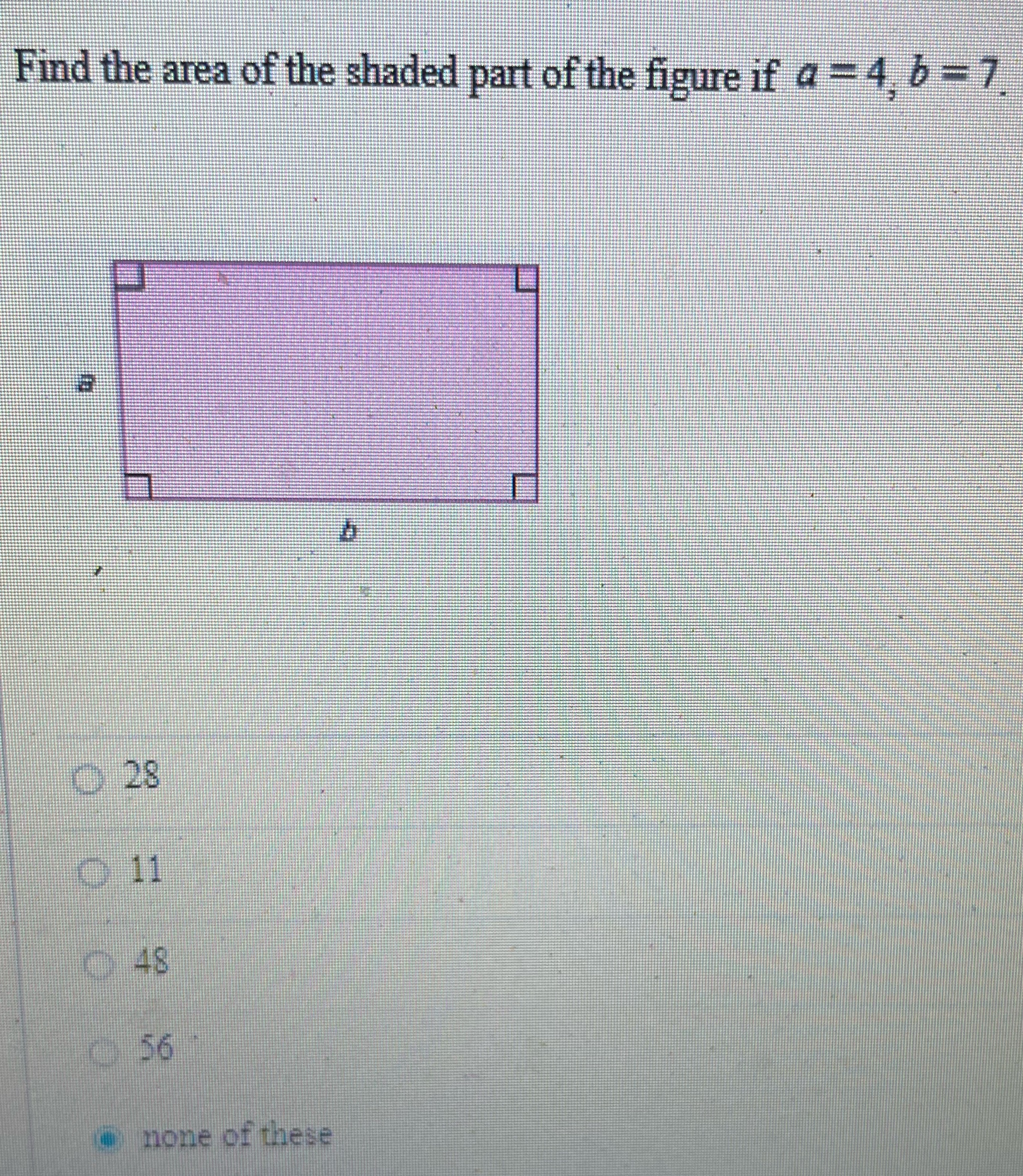 Find the area of the shaded part of the figure if