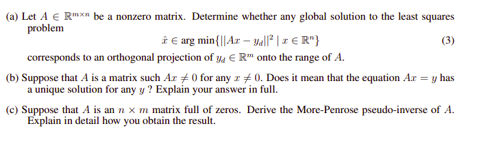 a Let A E Rm\" he a nonzero matrix. Determine