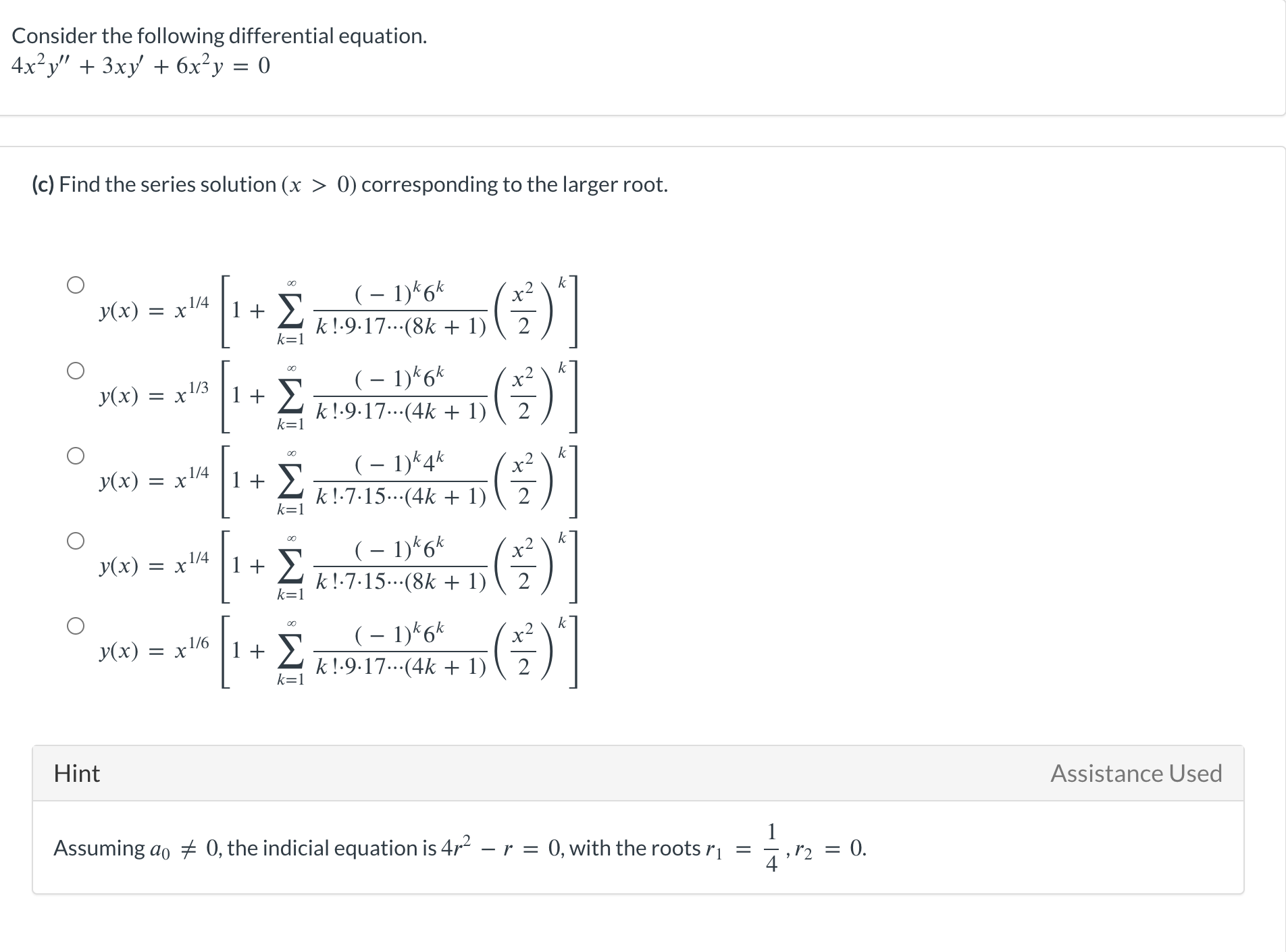Consider the following differential equation. 4x