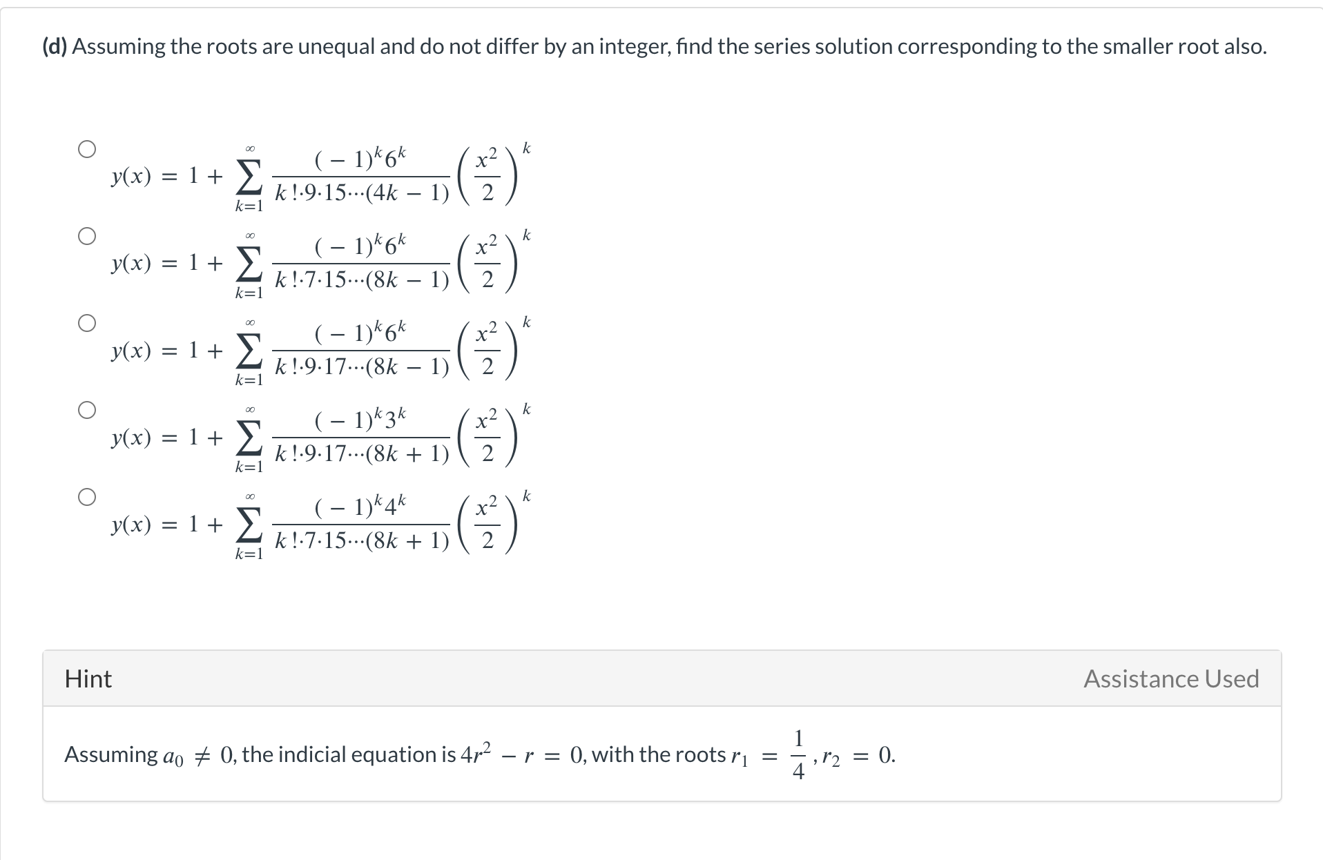 Consider the following differential equation. 4x