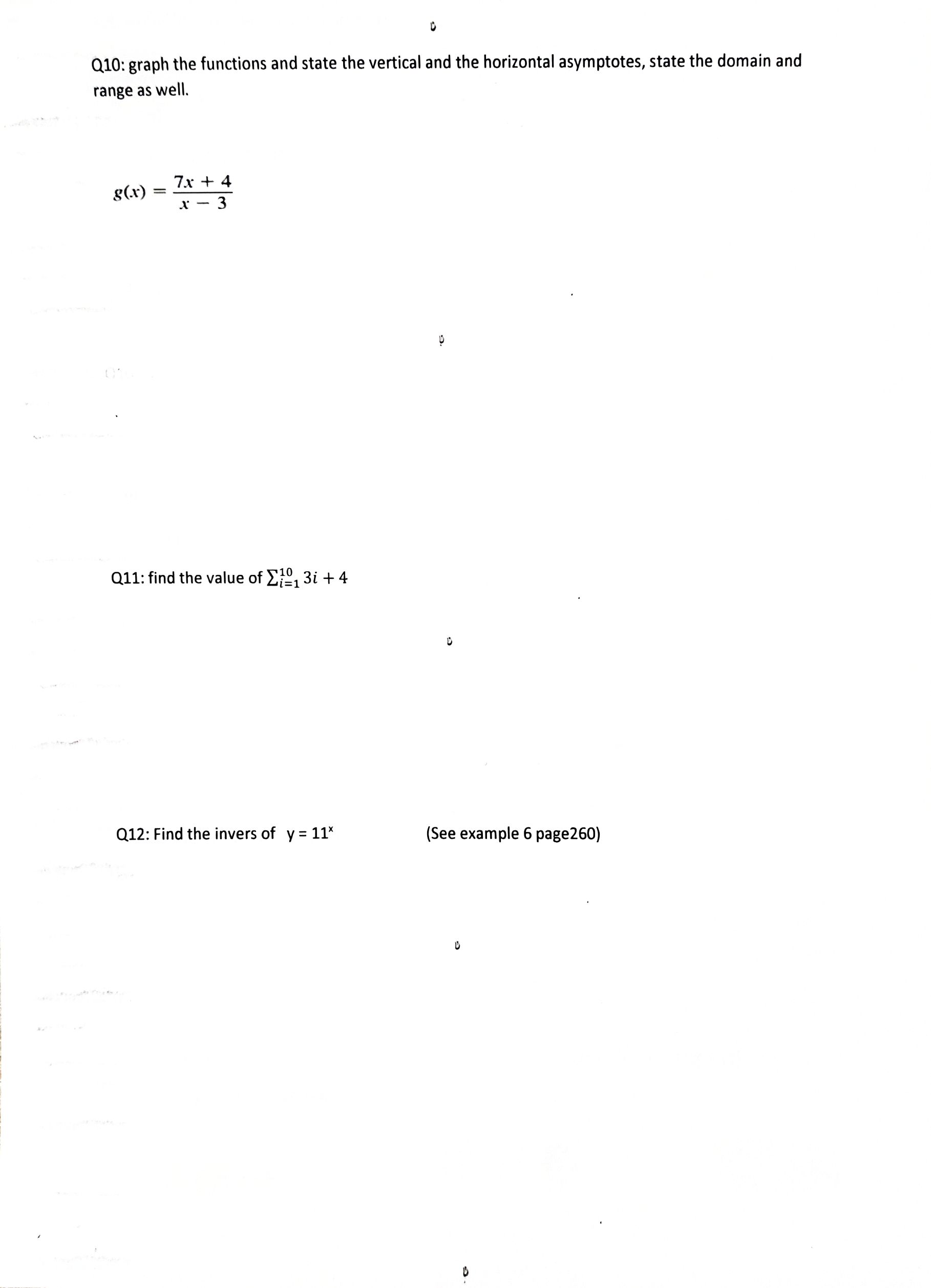 Q1: Rewrite the equation in logarithmic form. a)