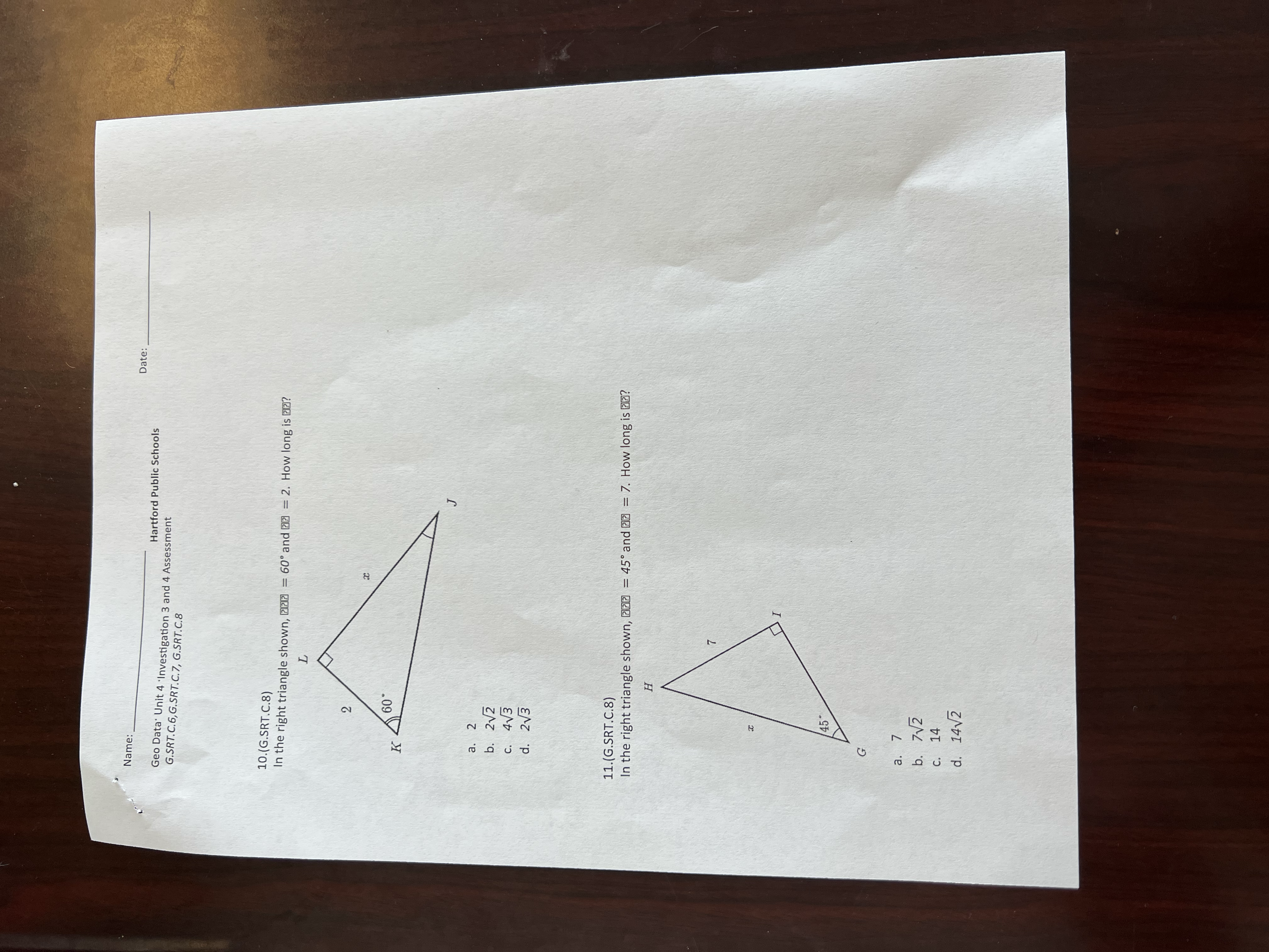Name: Date : Hartford Public Schools Geo Data.
