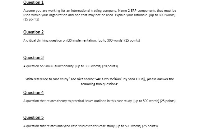 Question 1 Assume you are working for an