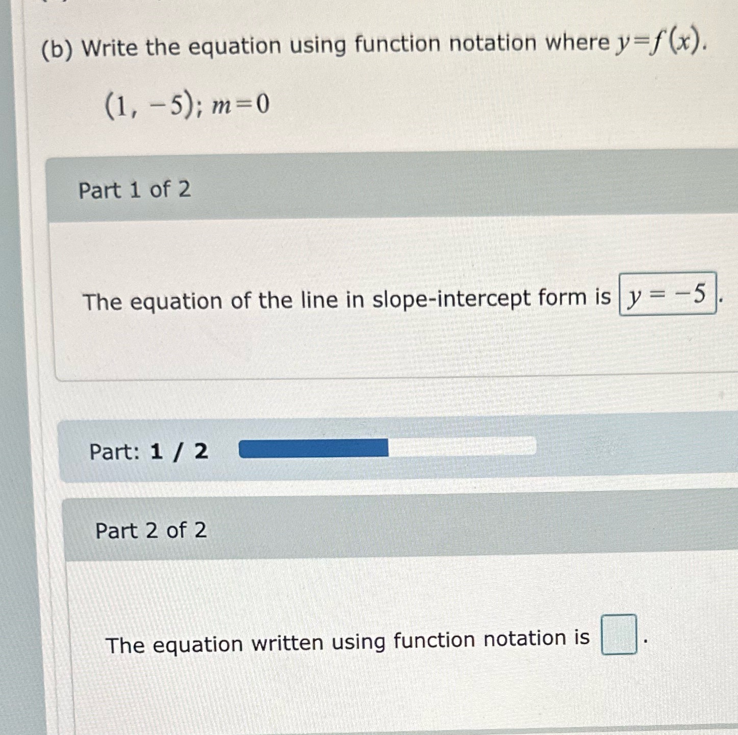 (b) Write the equation using function notation