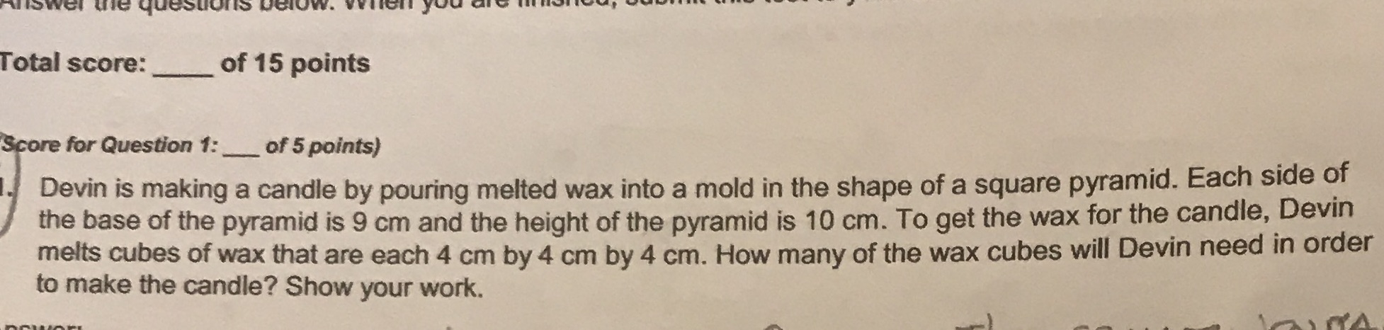 I am having trouble finding volume of pyramid