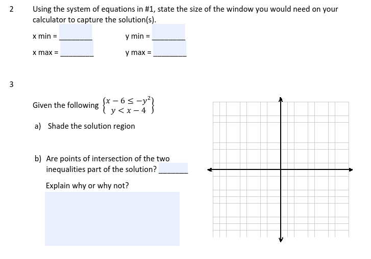 1. x = 3yz + 6y -5 2. x + y2 -8y =-20 3. 3x - y2