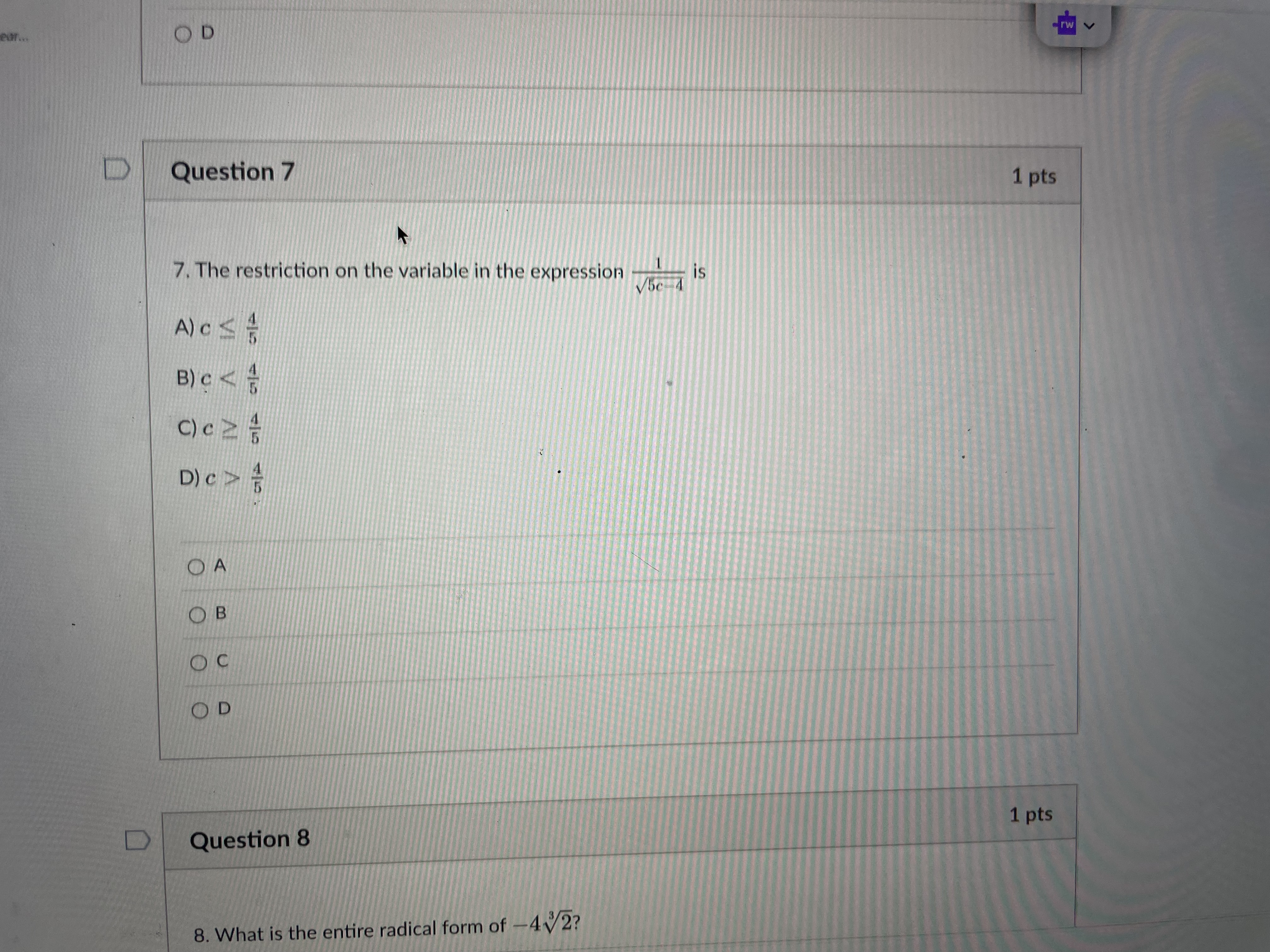 \fOD -rw Question 14 4 pts For the following two