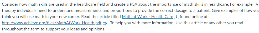 Consider how math skills are used in the