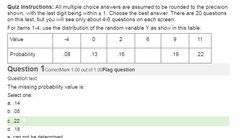 Quiz Instructions: All multiple choice answers