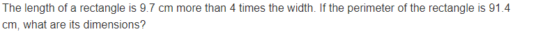 The length of a rectangle is 9.7 cm more than 4