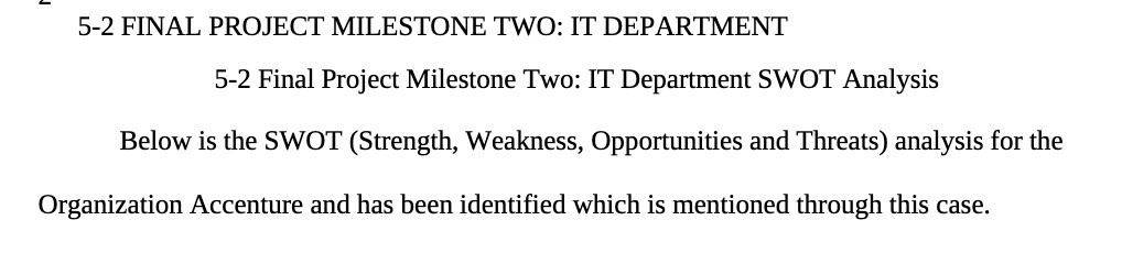 5-2 FINAL PROJECT MILESTONE TWO: IT DEPARTMENT