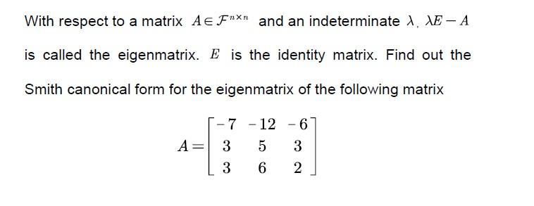 With respect to a matrix Ac F"" and an
