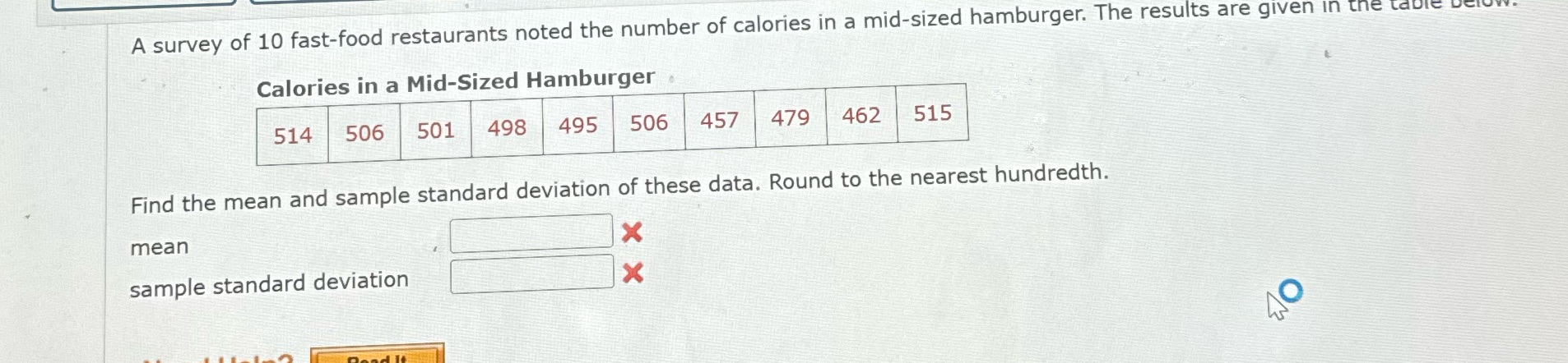 A survey of 10 fast-food restaurants noted the