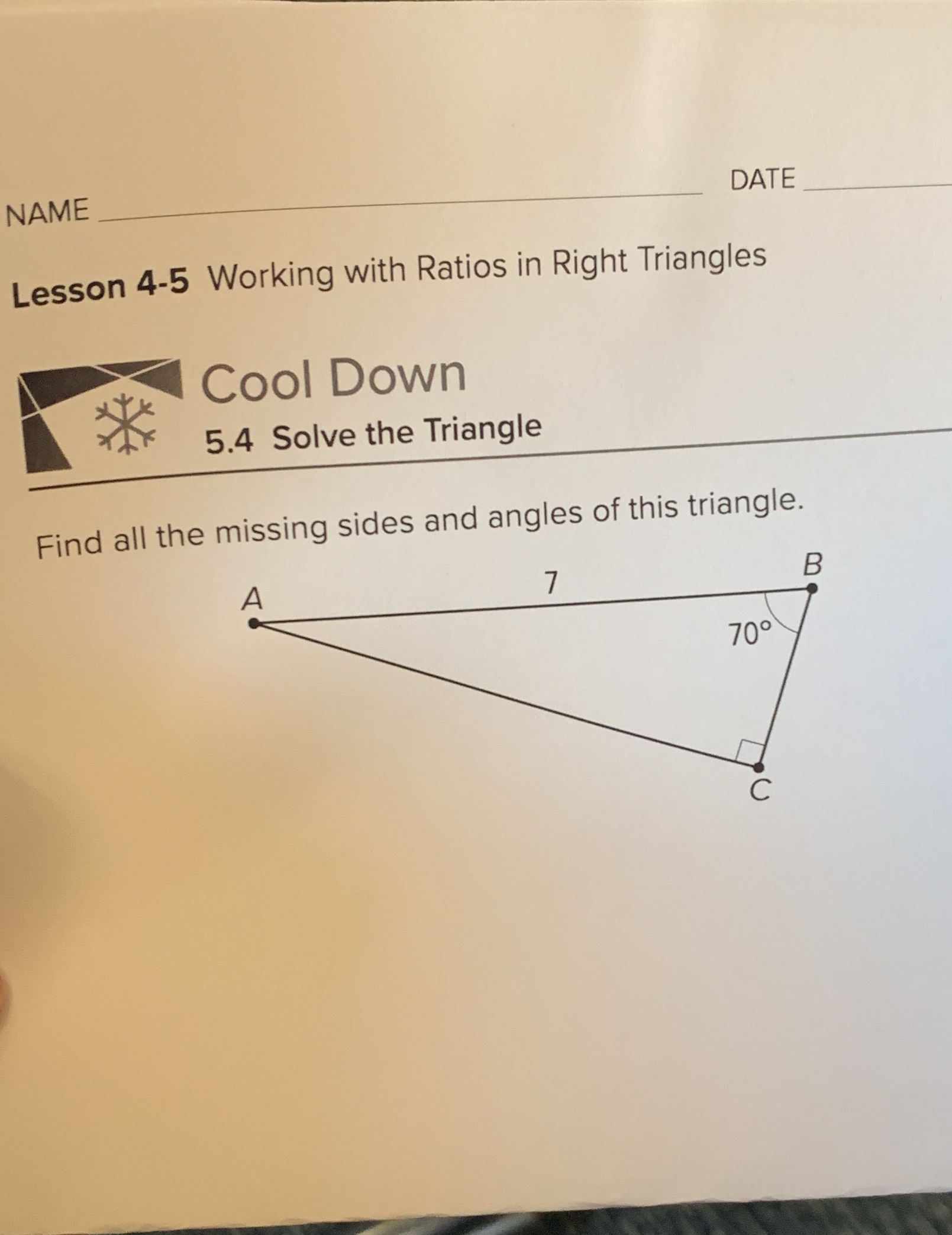 NAME DATE Lesson 4-5 Working with Ratios in Right