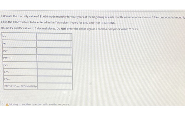 I need to know the value of only "PV" and "FV"