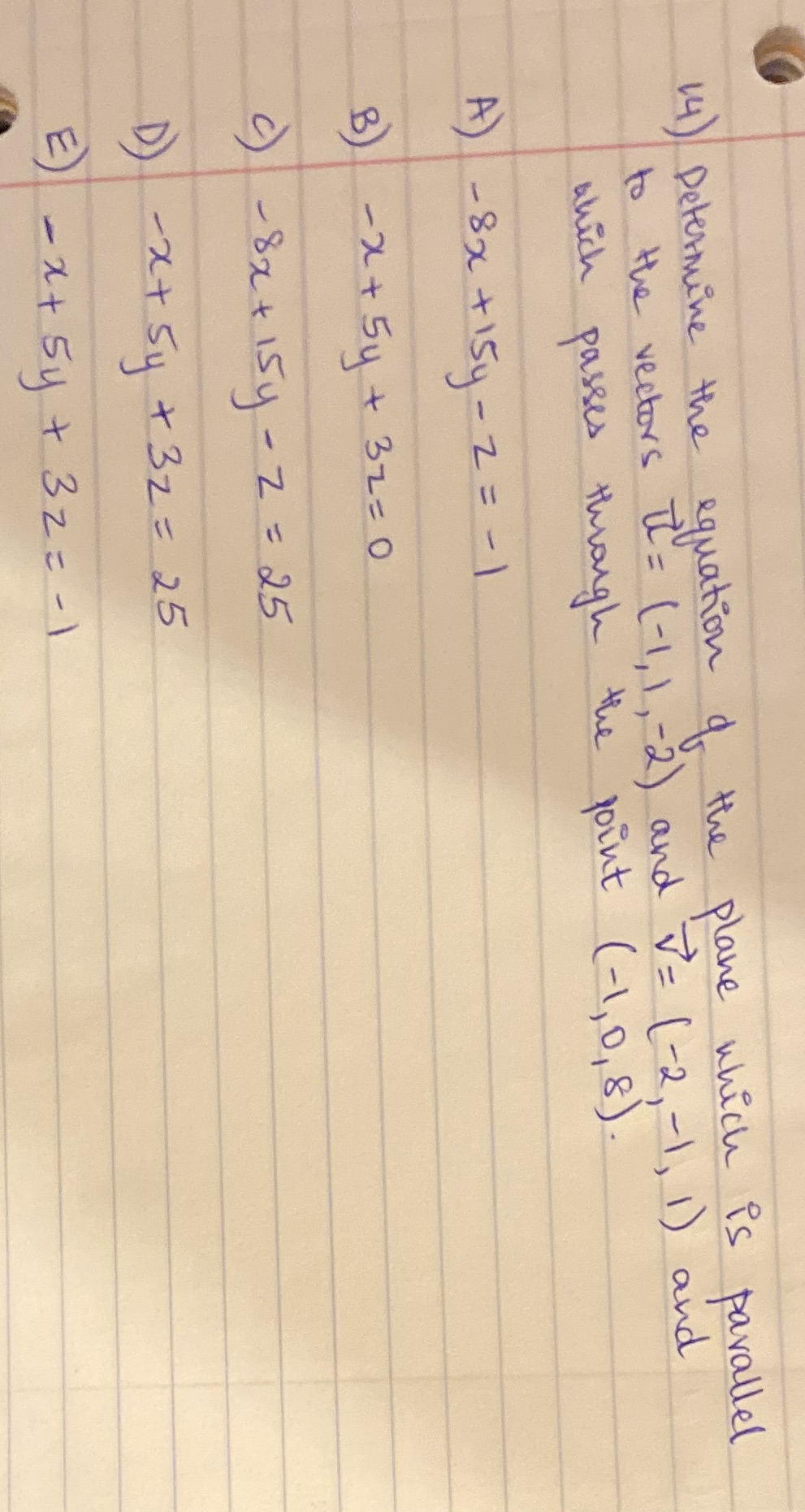 correct option? (4 ) Determine the equation of