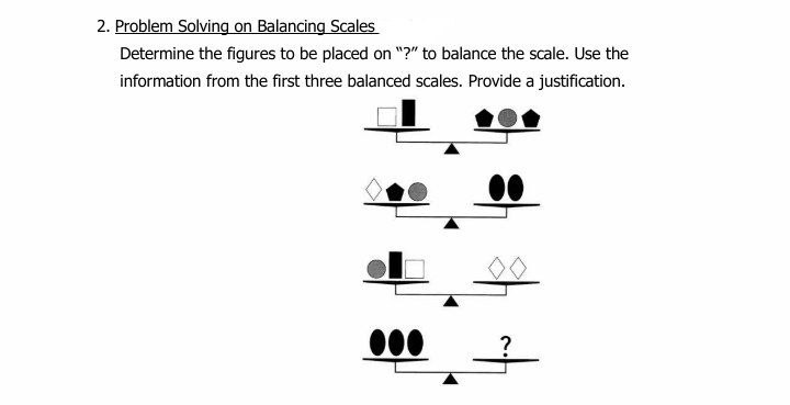 2. Problem Solving on Balancing Scales Determine
