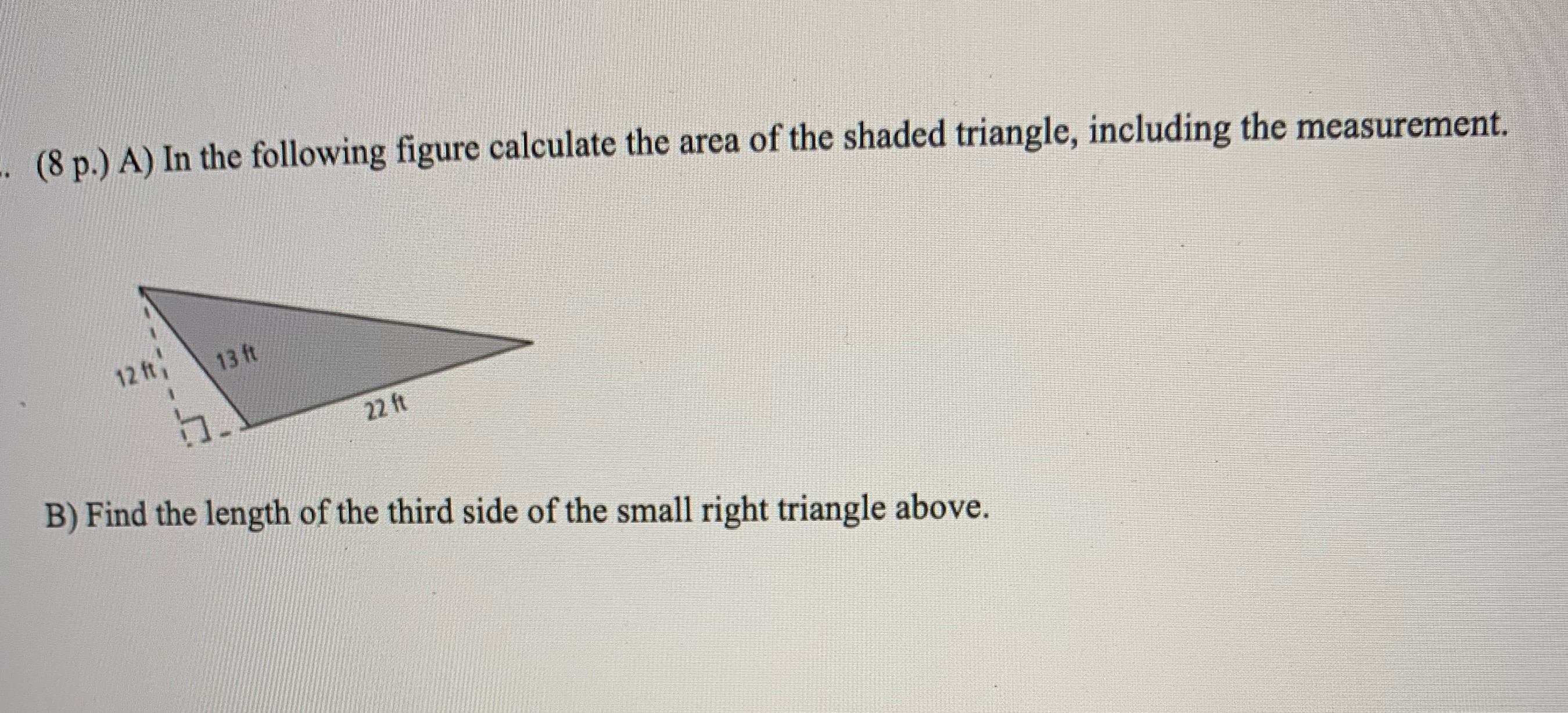 (8 p.) A) In the following figure calculate the