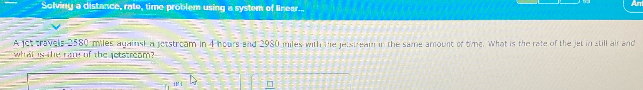 Solving a distance, rate, time problem using a