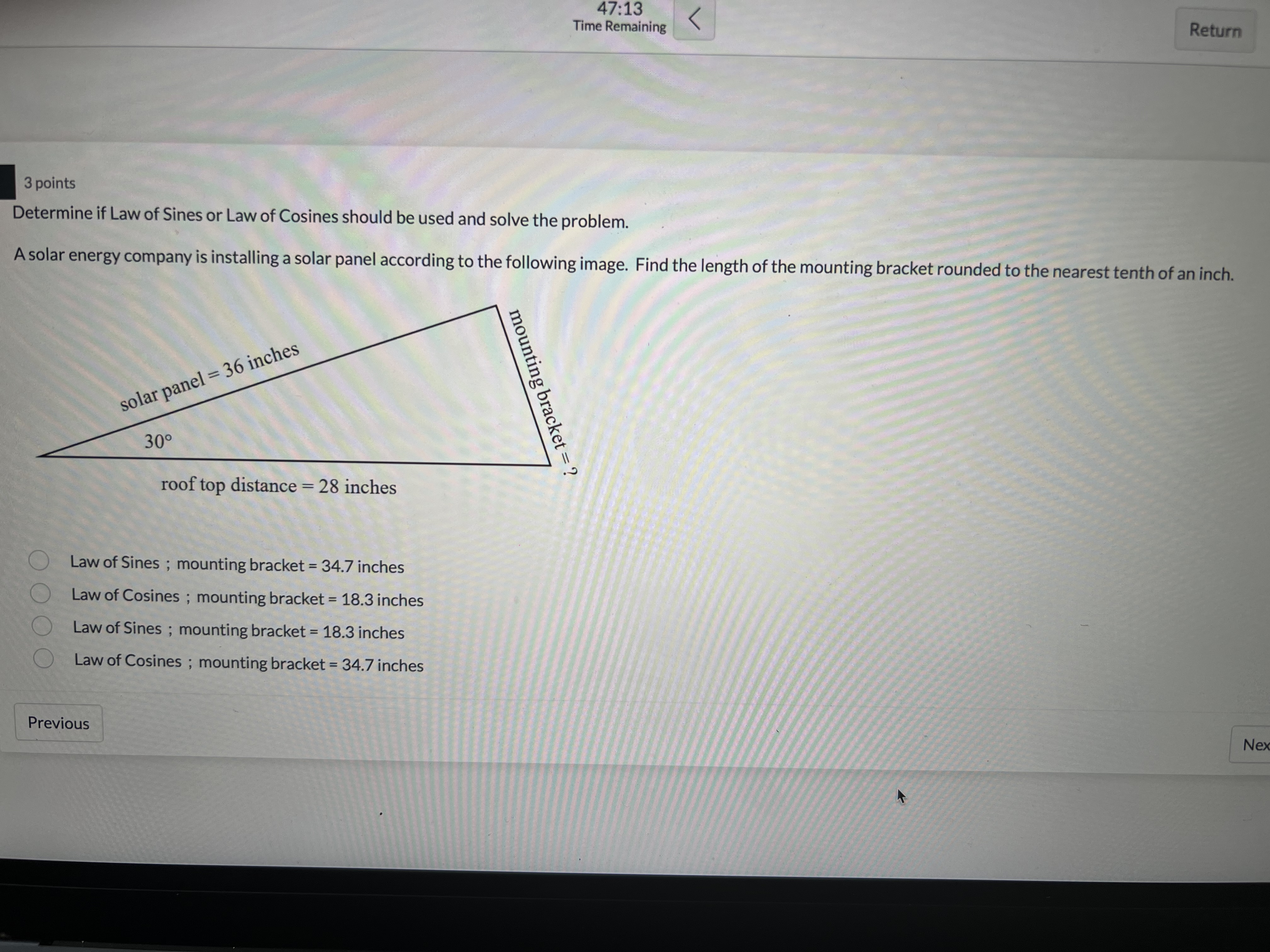 47:13 Time Remaining < Return 3 points Determine