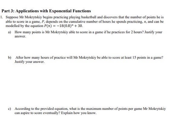 Part 3: Applications with Exponential Functions