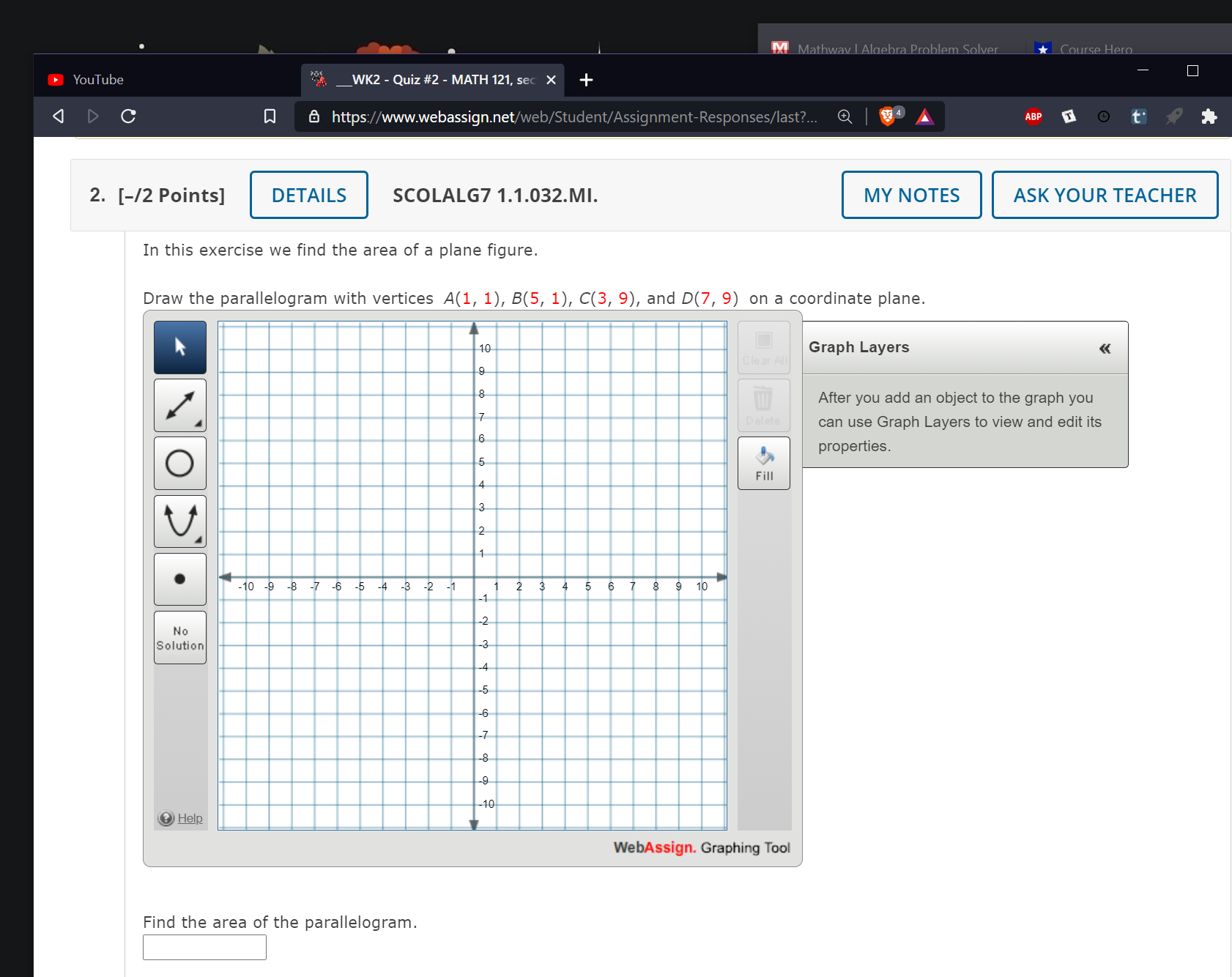 Draw the parallelogram with vertices A (1,1), B