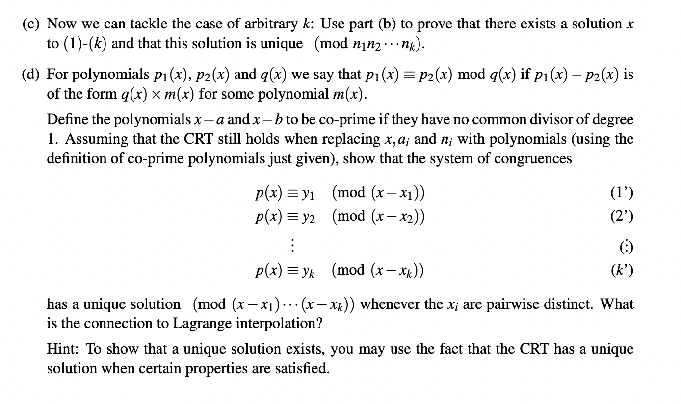 Let n1, . .. nk be pairwise co-prime, i.e. n; and