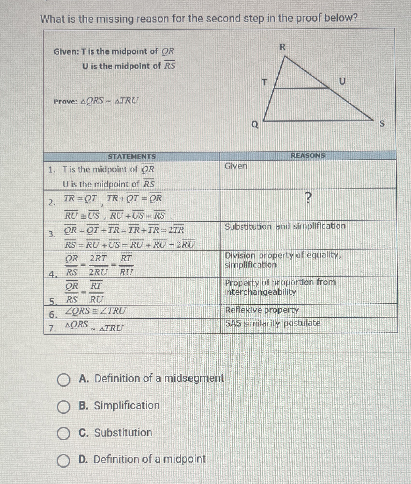 What is the missing reason for the second step in