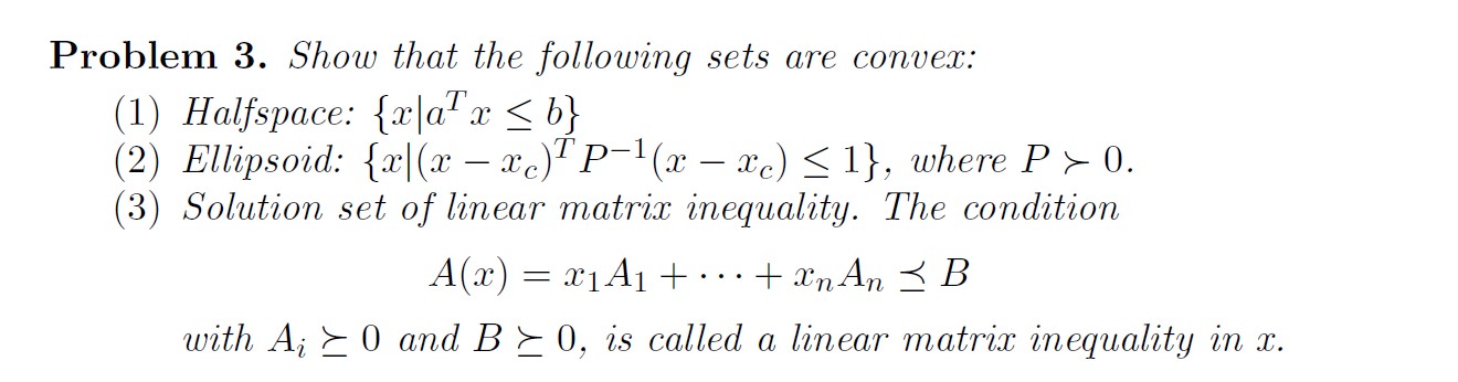 Question about convex sets. Problem 3. Show that