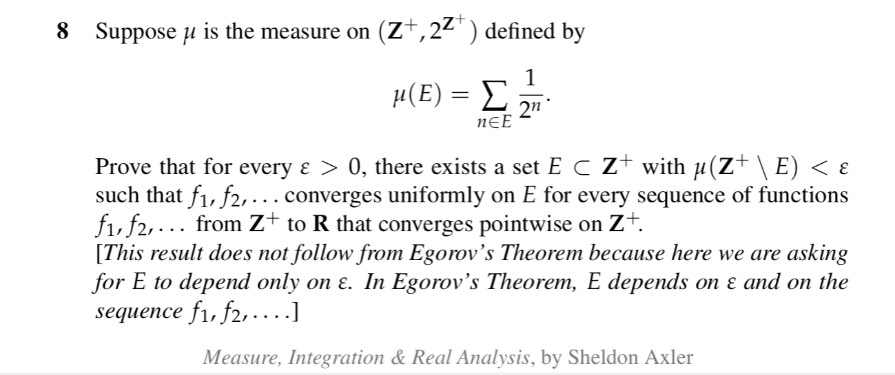 8 Suppose u is the measure on (Z+, 24 ) defined