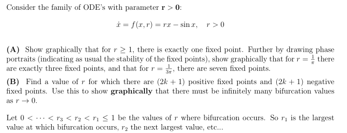 Consider the family of ODE's with parameter