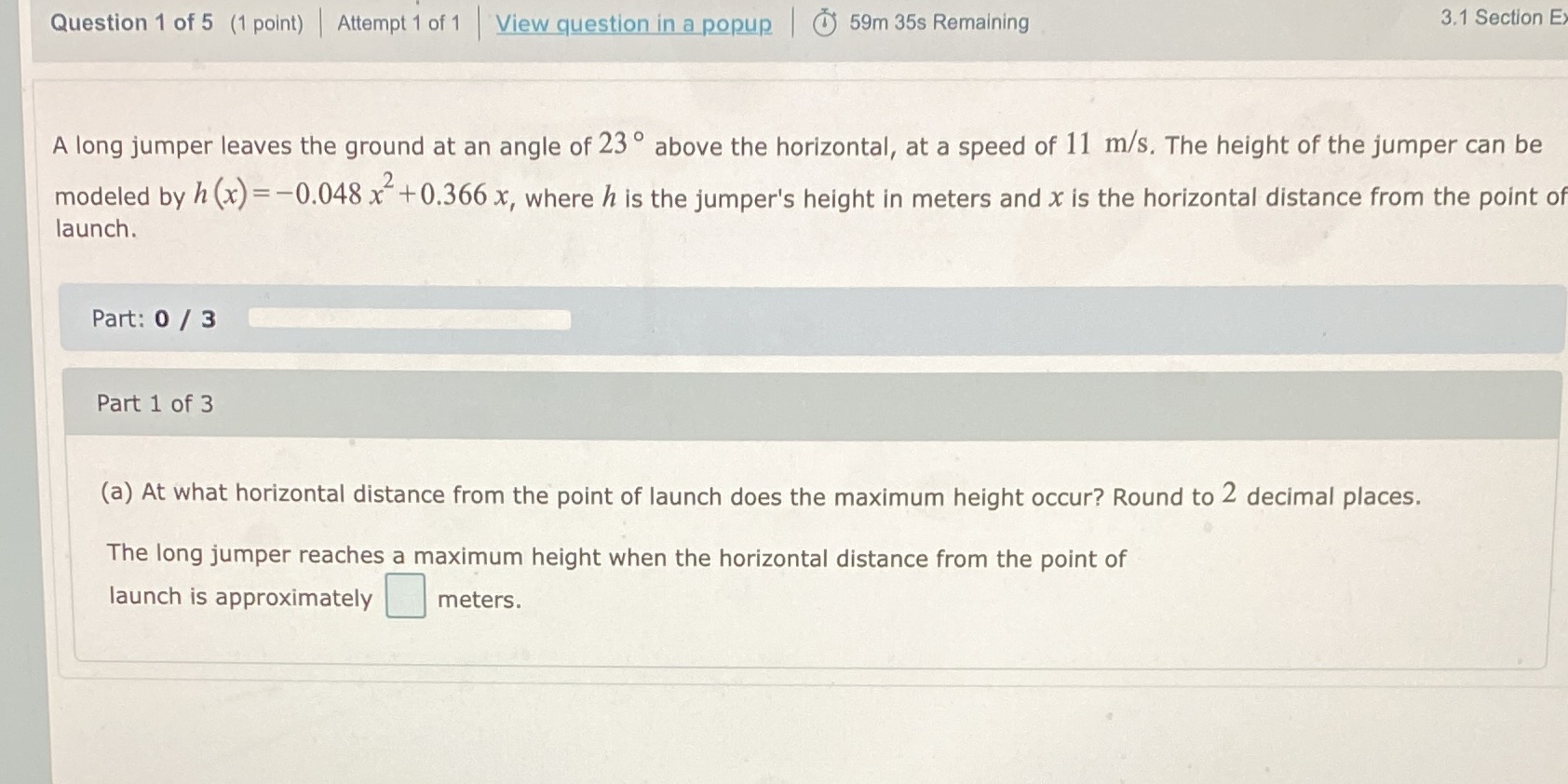 Question 1 of 5 (1 point) Attempt 1 of 1 View