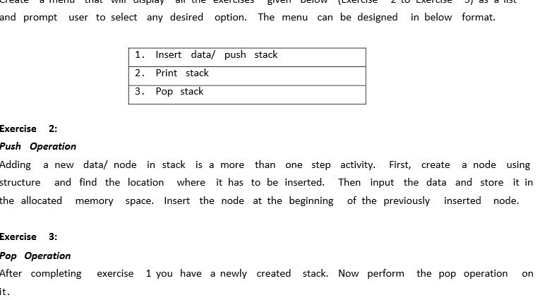and prompt user to select any desired option. The