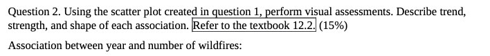 Question 2. Using the scatter plot created in
