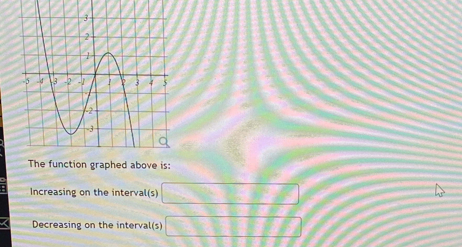 Answer asap 5 -4 -2 The function graphed above