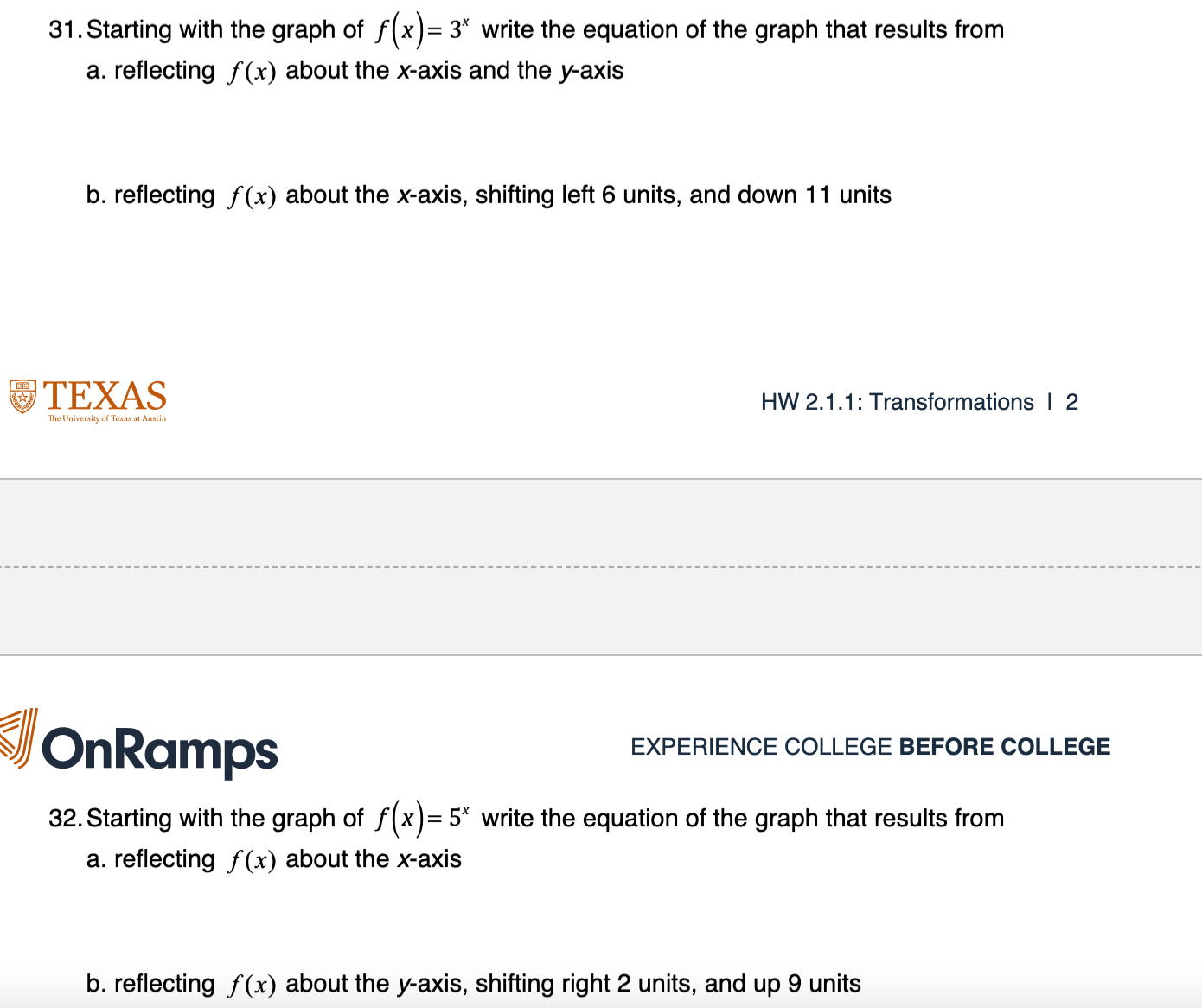 31 . Starting with the graph of f (x): 3" write