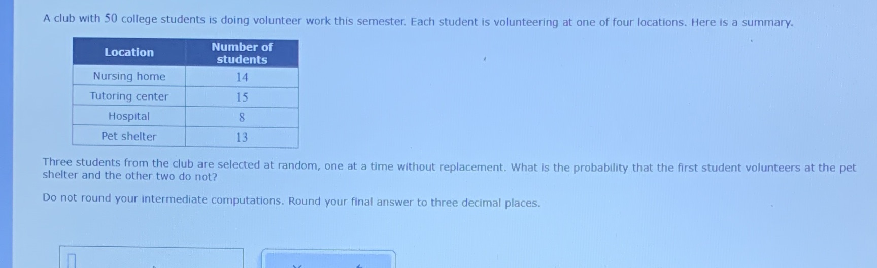 A club with 50 college students is doing