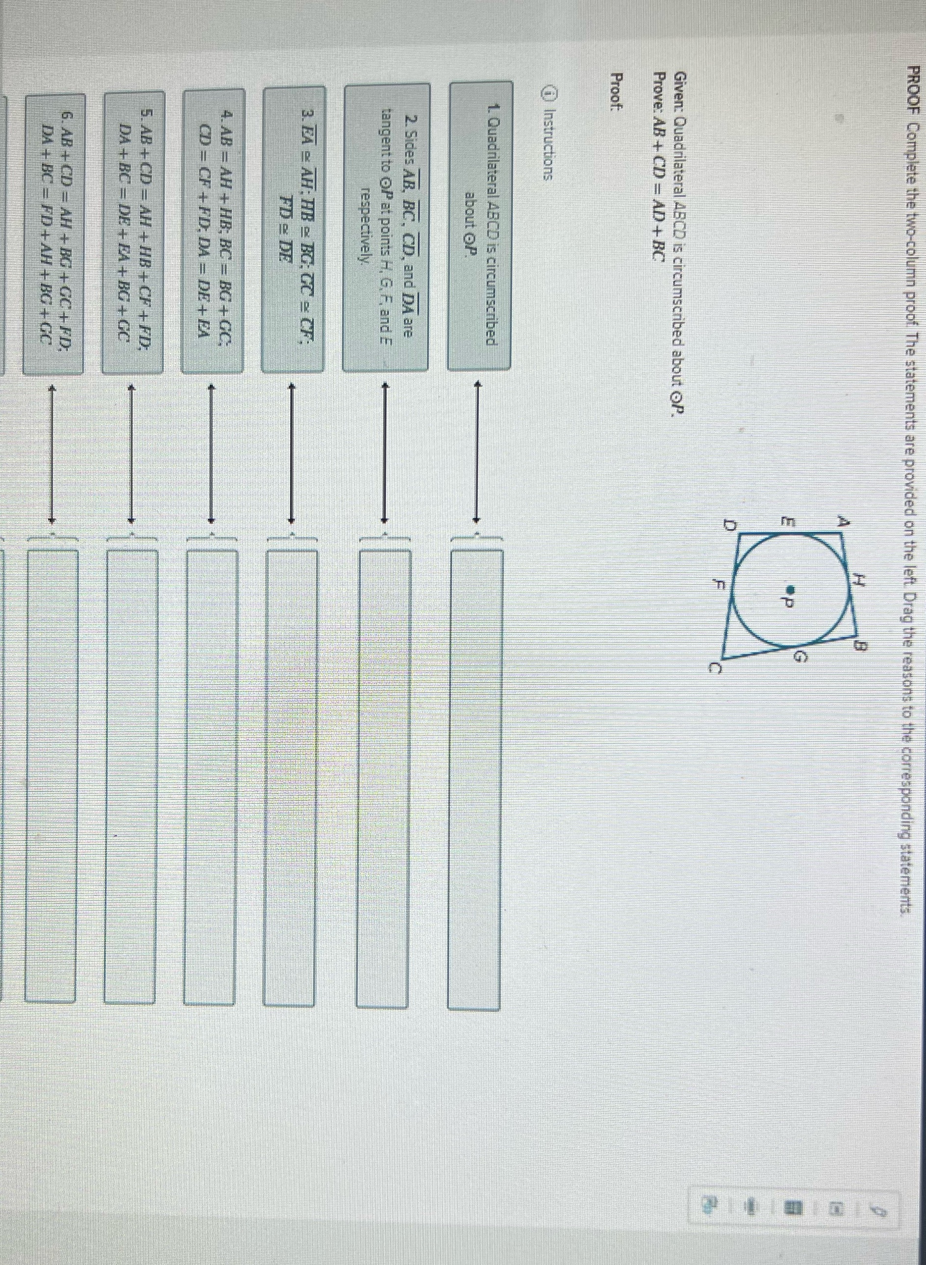 PROOF Complete the two-column proof. The
