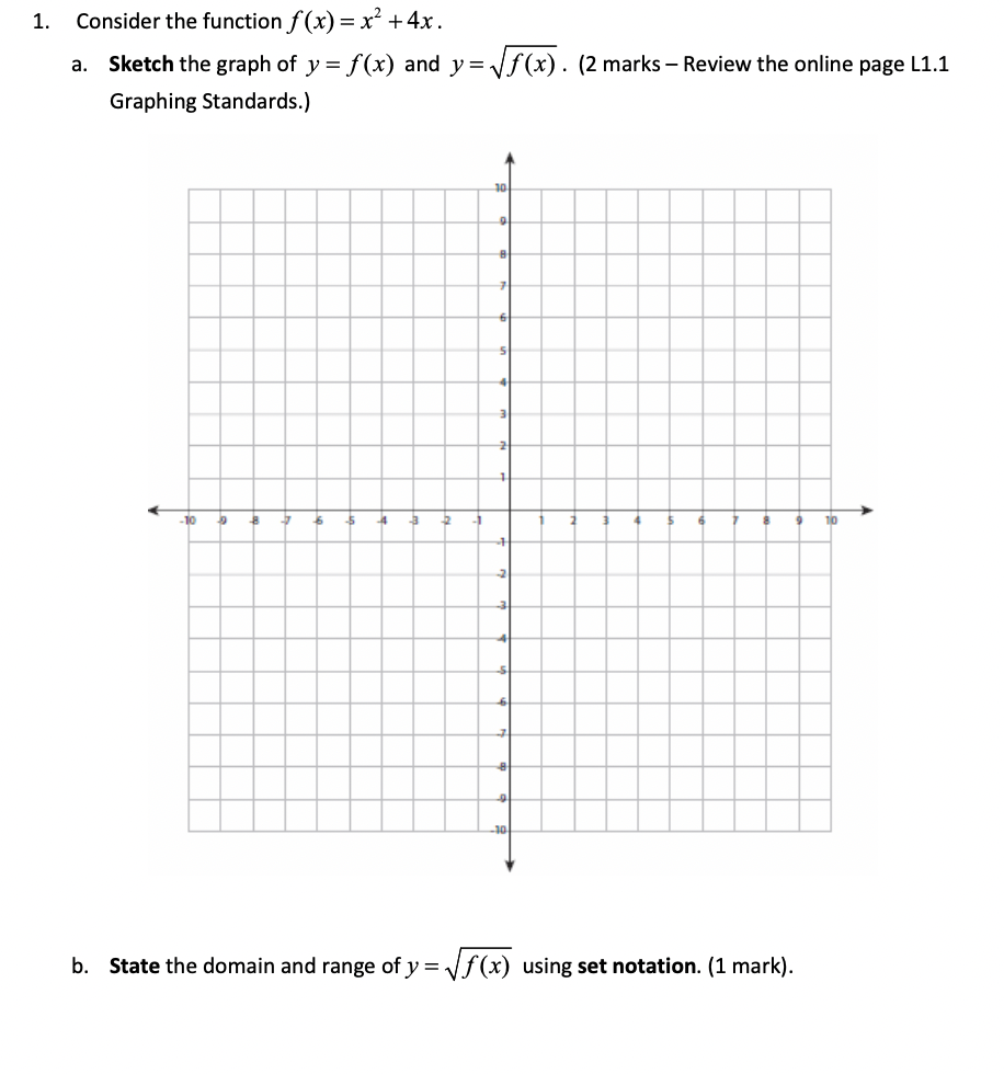 1. Consider the function f(x) = x2 + 4x. a.