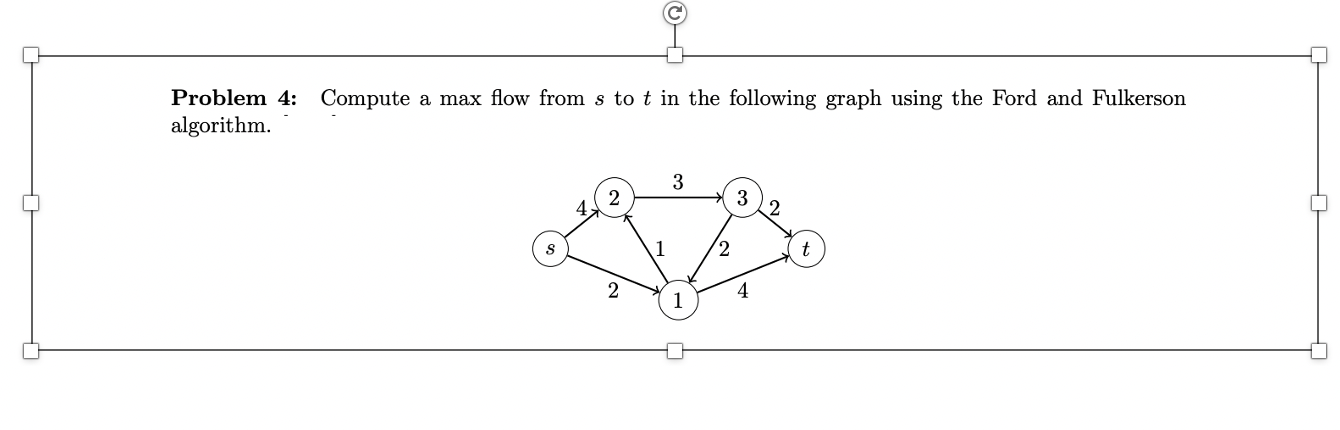Problem 4: Compute a. max ow from s to t in the