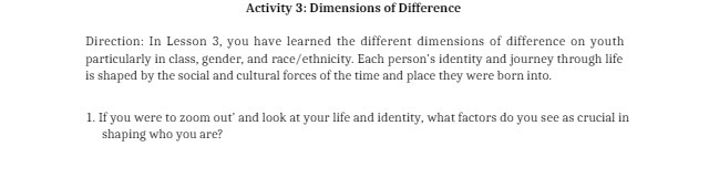 Activity 3: Dimensions of Difference Direction: