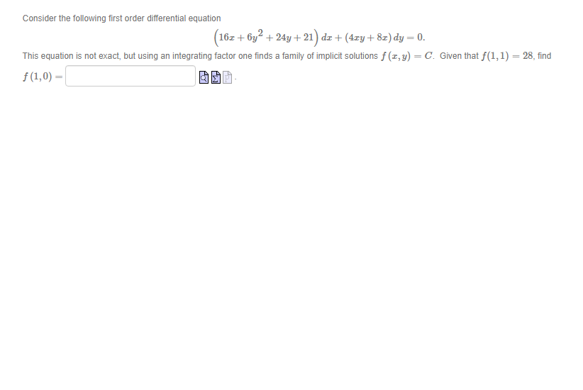 Consider the following first order differential