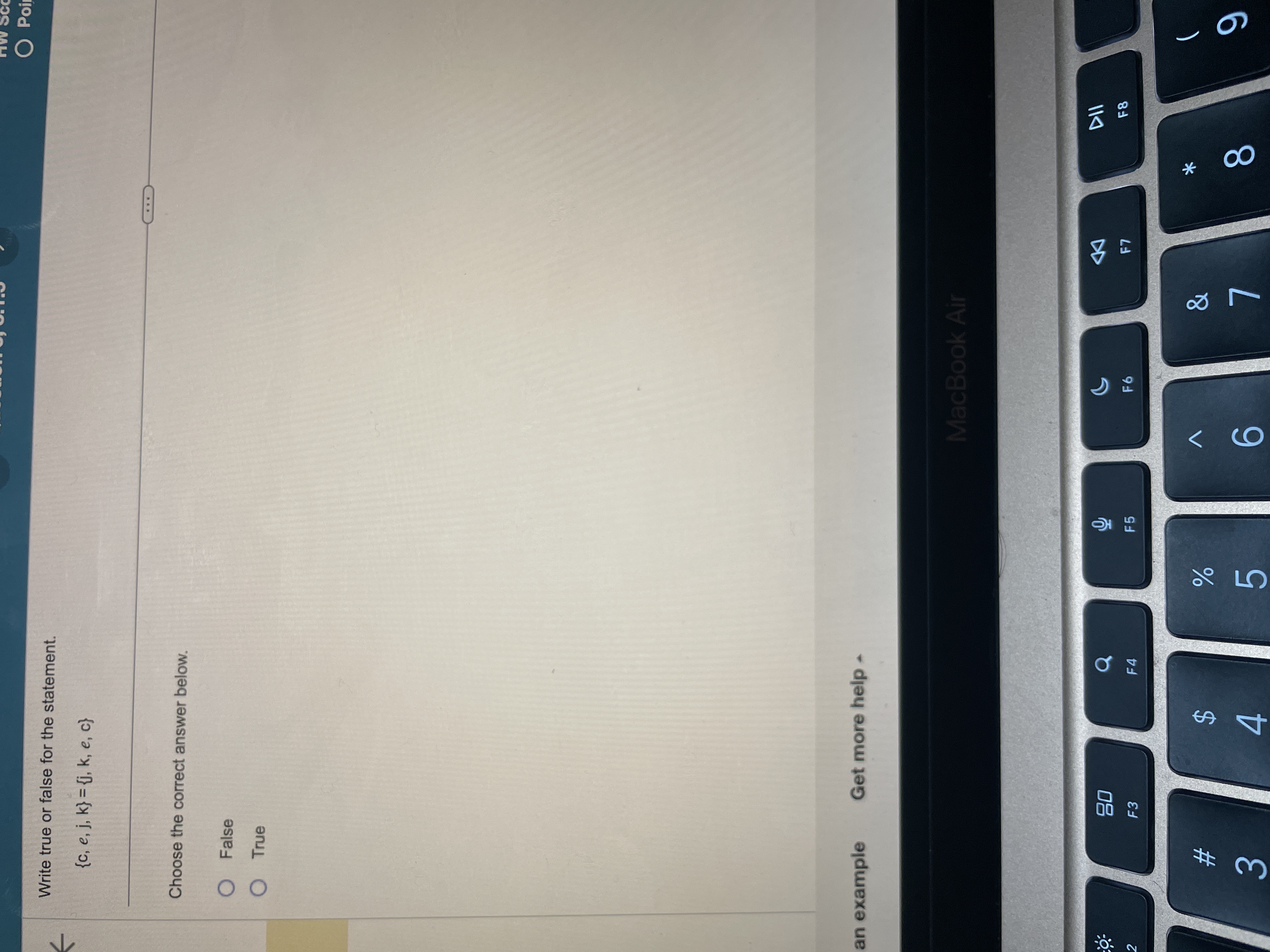 Determine if the statement is true or false. K