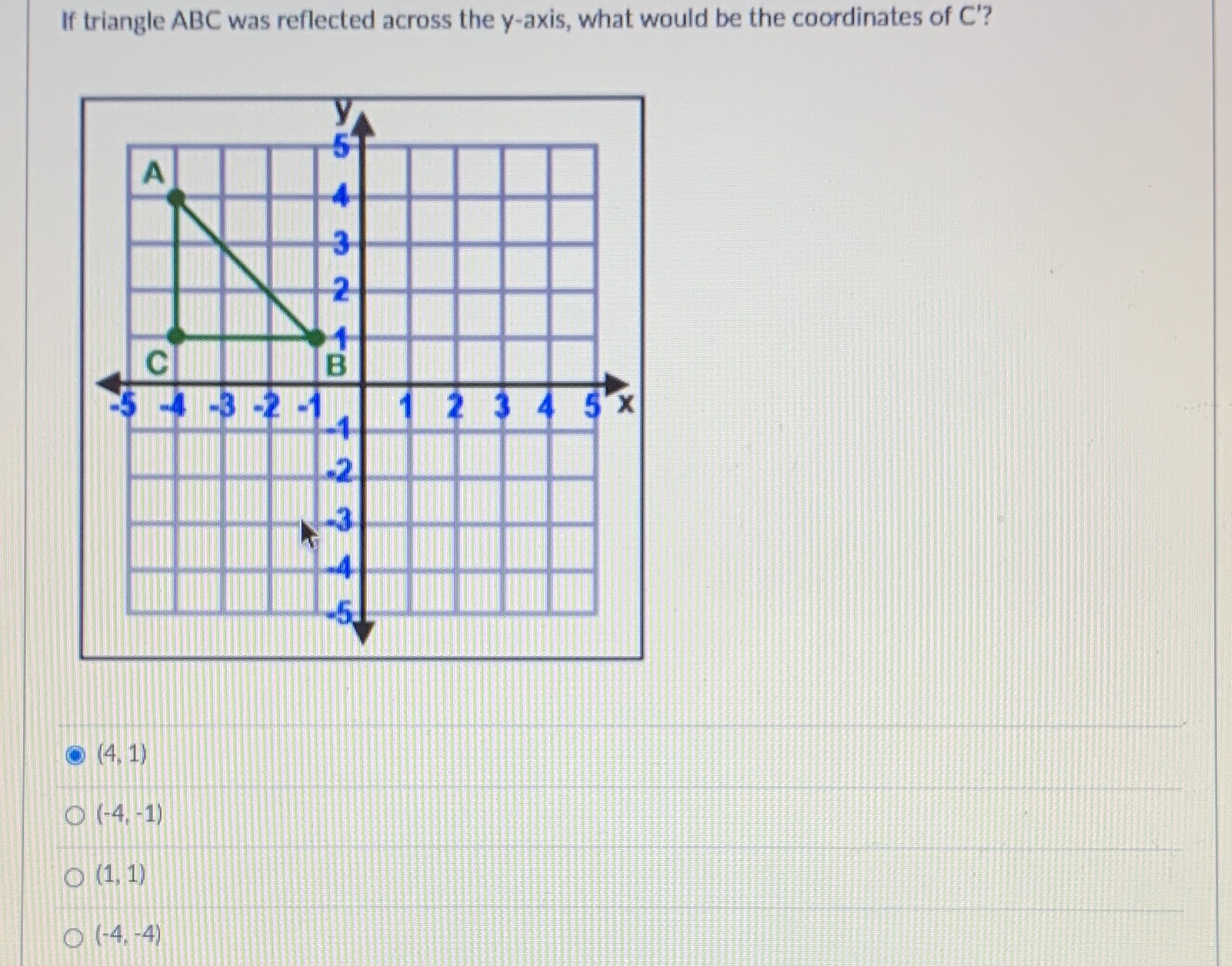 If triangle ABC was reflected across the y-axis,
