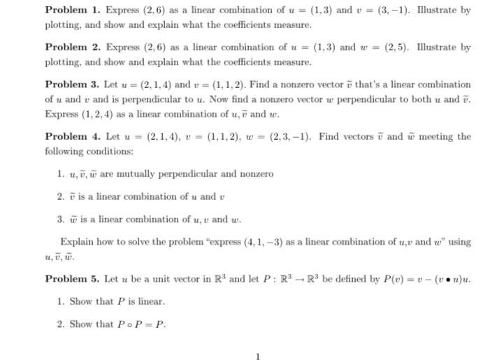 Problem 1. Express (2,6) as a linear combination