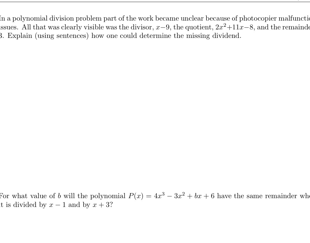 [n a polynomial division problem part of the work