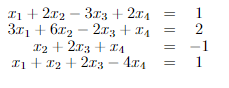 Solve the following system using matrices and