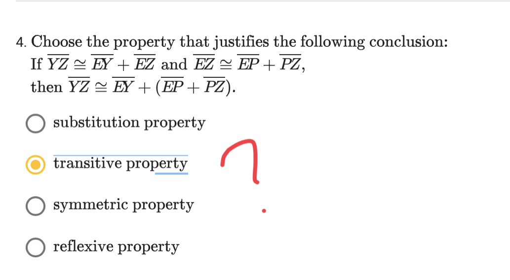 4. Choose the property that justifies the